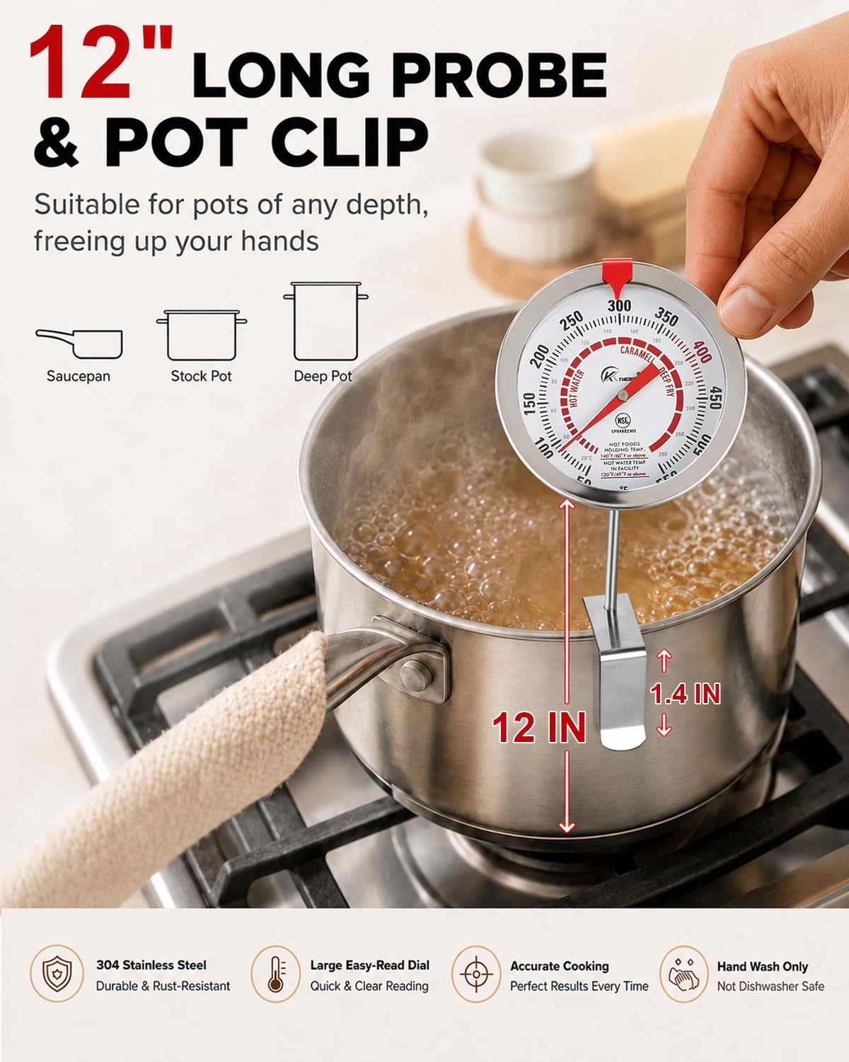 Oven Thermometer 2.75-Inch Dual Scale, 50-300°C/100-600°F, NSF 2‑Pack