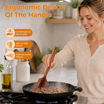 Wooden Meat Chopper,Ground Meat Masher,Beef Masher,Hamburger Masher,Potato and Bean Masher,Chicken and Beef Shredder,Multi-Use Wood Meat Separator and Long-lasting Kitchen Utensil