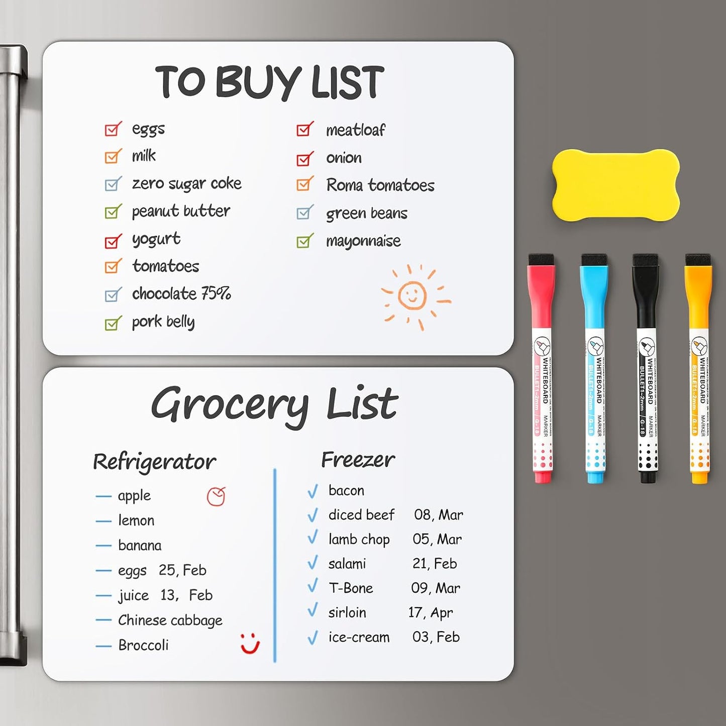 2 PCS Magnetic Dry Erase Whiteboard for Fridge, 14"x11" Reuasble & Erasable White Board Sheet for Refrigerator, Freezer - Smooth & Flexible Magnet Blank Notepad for Home, Kitchen Organizer and Planner