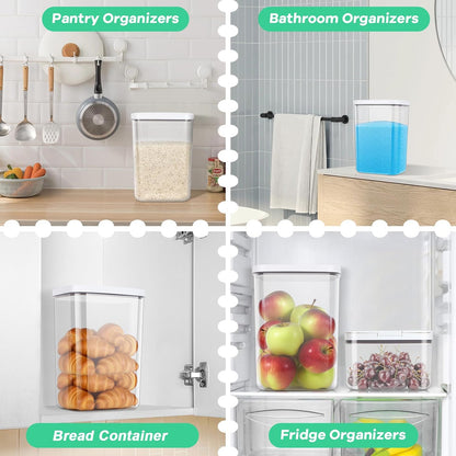 TBMax Large Airtight Food Container 6 Qt with Pop Up Lid & Measuring Cup for Rice, Flour, Cereal, Sugar, or Pet Food Storage, Rectangular Tall Food Storage Bin for Kitchen Pantry Organization