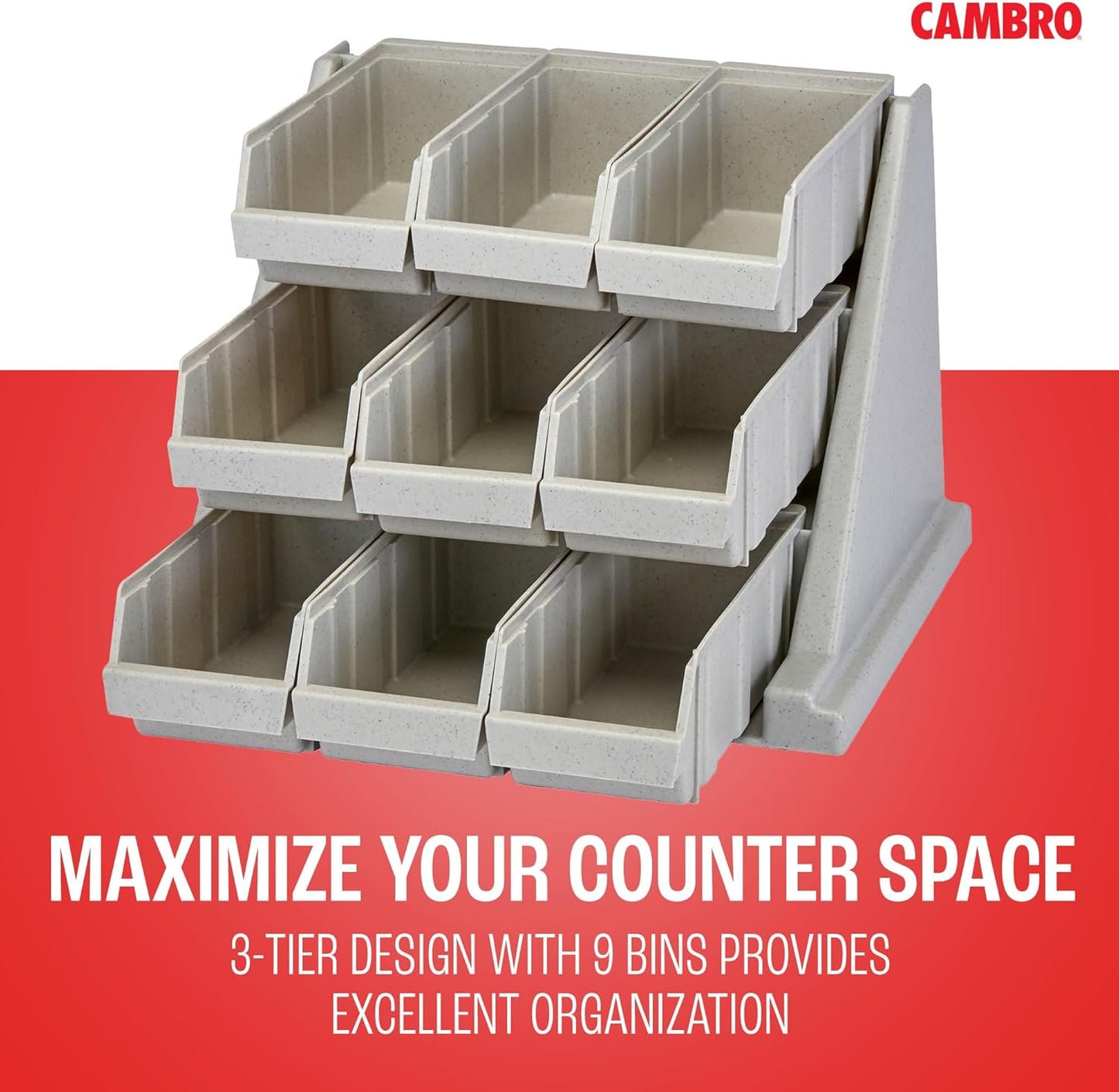 Cambro Versa - Self Serve Condiment and Utensil Bin - 12 Storage Bins - Ideal for food and coffee condiments (Black)