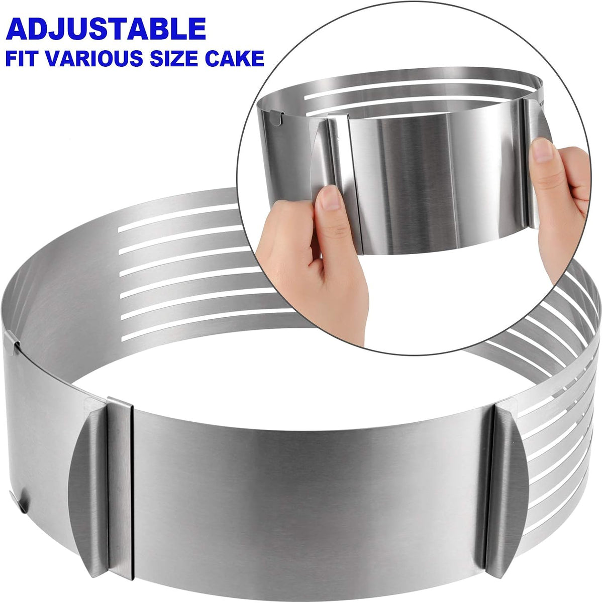 2 Pack Cake Slicer, Stainless Steel Cake Cutter Leveler 7-Layer 6-8 inch and 9-12 inch Adjustable Cake Ring Molds for Baking, Cutting and Slicing Cakes - Silver