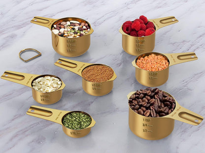 Wildone Measuring Cups & Spoons Set of 21 - Includes 7 Stainless Steel Nesting Cups, 8 Measuring Spoons, 1 Leveler & 5 Mini Measuring Spoons, Ideal for Dry and Liquid Ingredients