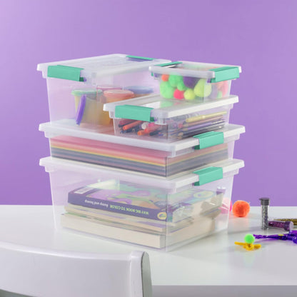 Sterilite 4-Pack Clip Box, Large Stackable Plastic Storage Bins w/ Latching Lids, 18.7 Gal - Heavy-Duty Organizing Containers for Home, Closet, Bathroom, and Office