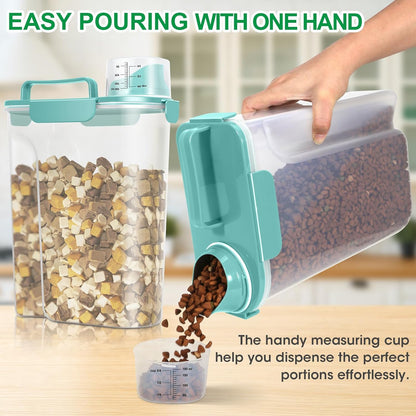 TBMax Pet Food Storage Containers 2 Pack 8-10 Lbs Airtight Dog Food Container Dispenser with Large Spout & Portable Handle, Travel Dog Treat Cat Food Storage Bin Bird Seed Container