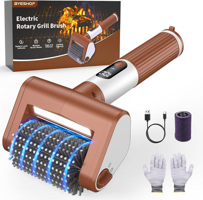 Electric Grill Brush for Outdoor, 2026 BBQ Grill Cleaner with Digital Display, Variable Speed Cordless Grill Brush, Waterproof & Replaceable Heads Grill Cleaning Brush for Barbecue Grates