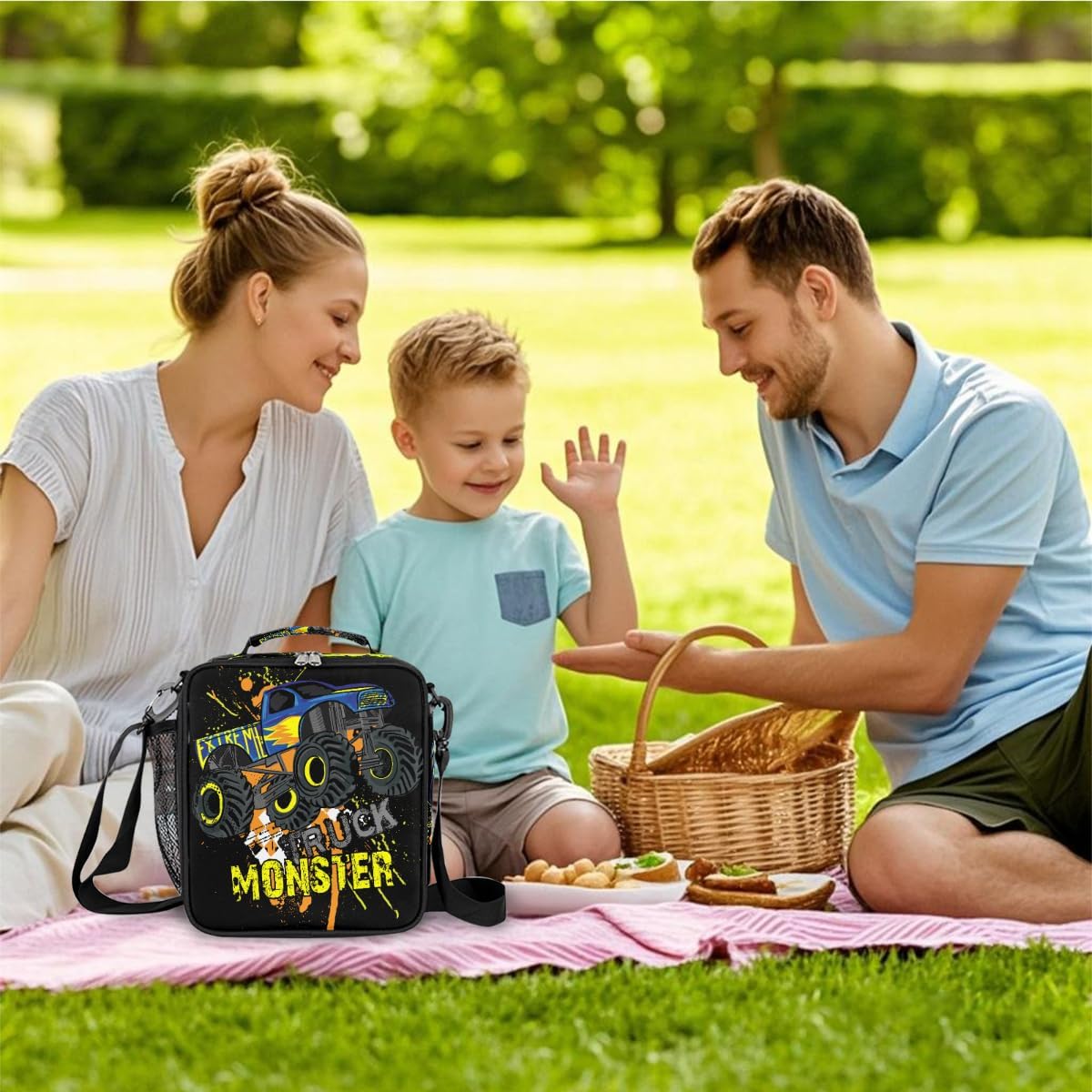 cfpolar Skull Skateboard Lunch Box for Boys Girls, Insulated Lunch Bags for Kids Reusable Mini Cooler Lunch Tote Lunchbox Thermal Meal Tote Kit with Shoulder Strap for Work School Picnic