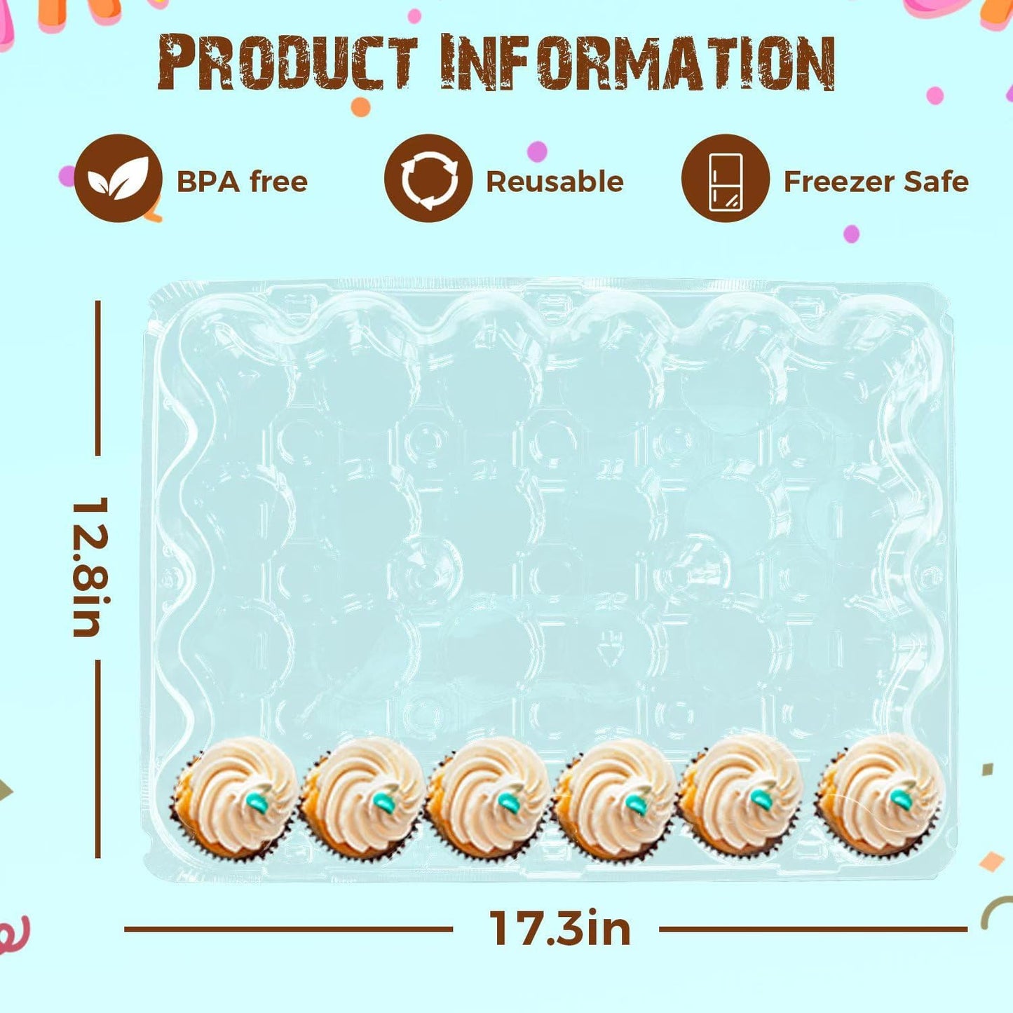 24 Pack x 10 Sets Count Cupcake Containers, Plastic Disposable Cupcake Boxes Holder, Stackable Clear Cupcake Carrier with High Tall Dome Lid