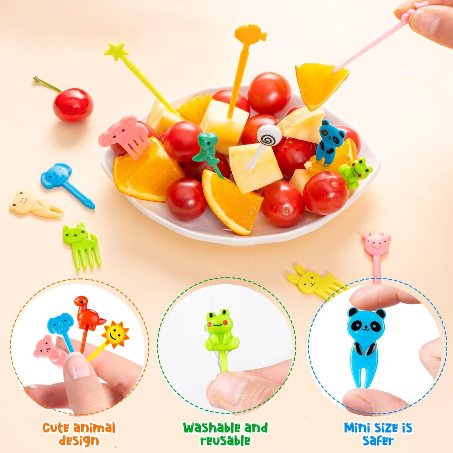 36pcs Mini Dinosaur Food Picks, Cute Cartoon Animal Fruit Toothpicks for Dinosaurs Birthday Party Bento Picks for Sandwiches, Snacks Desserts Accessory