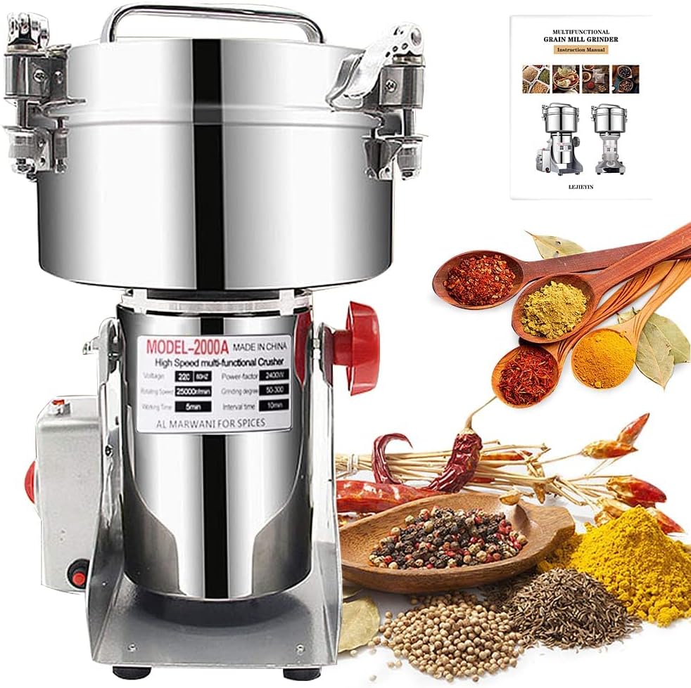 LEJIEYIN Electric herb Grinder 550g High Speed Electric Stainless Steel Spice Flour Mill Herb Grinder Powder Machine for Dry Food Grin