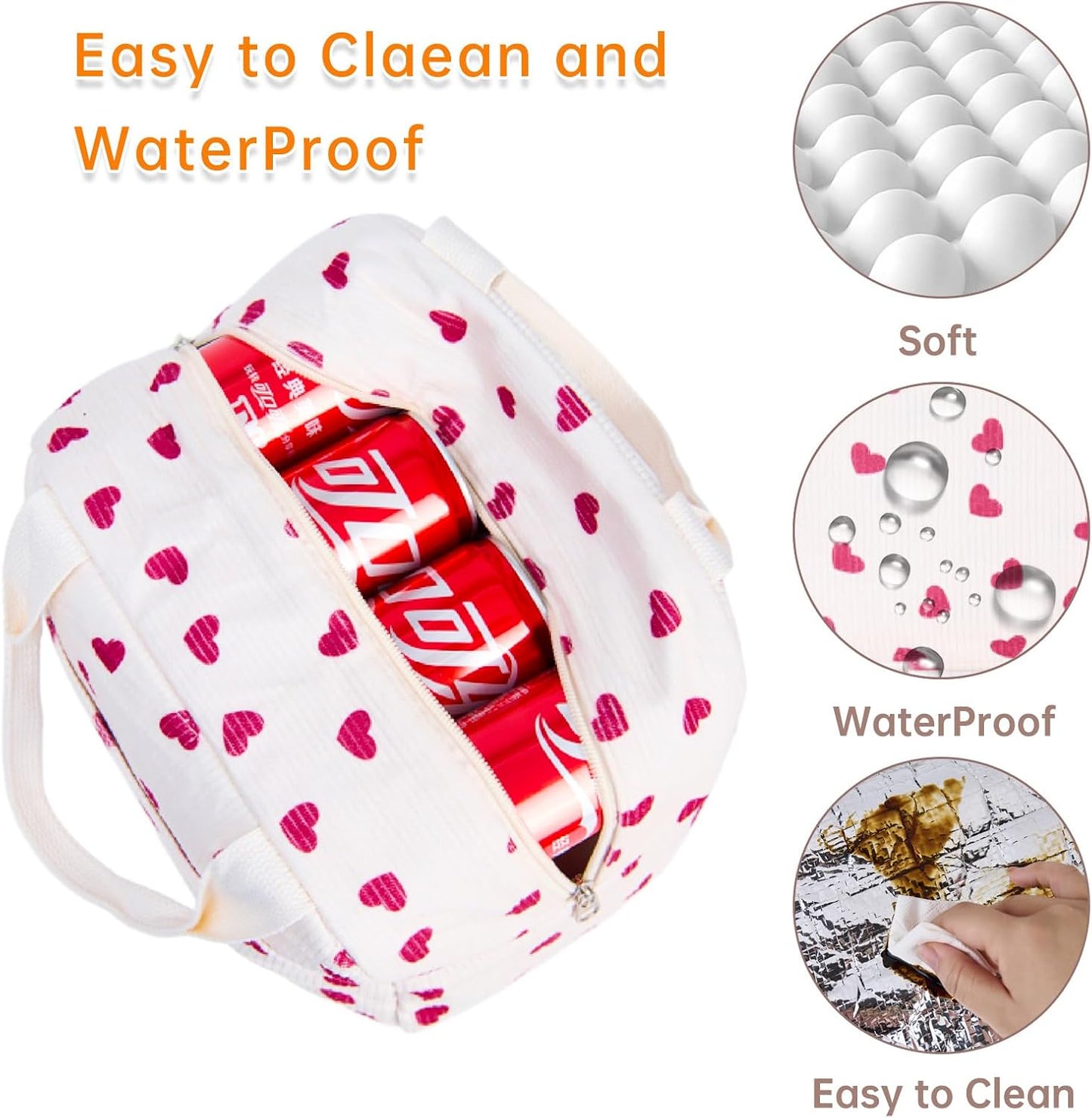 Lunch Bag for Women Men Girl,Large Cute Corduroy Lunch Tote Bags - Reusable Insulated Lunch Box for women with Handle, Leakproof WaterProof Design for Office, School, Work,Picnic.