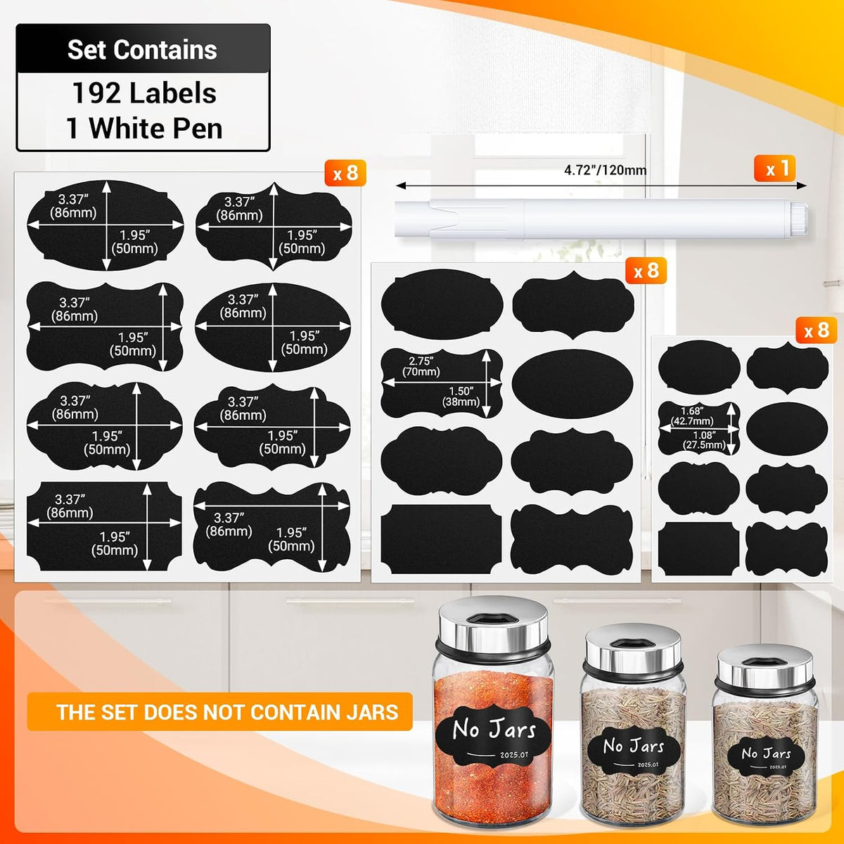 Segarty Food Label Stickers, 300 Pcs Blank Expiration Date Stickers to Write On, with 1 Black Pen, Waterproof Removable Freezer Labels for Glass Spice Jars, Canister, Food Container