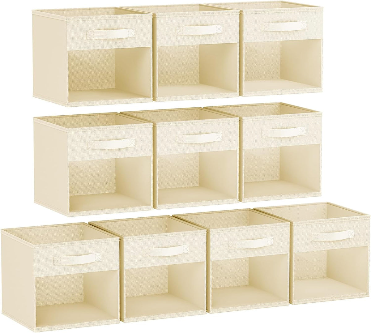 DIMJ Storage Cubes, 11x 11 inch Cube Storage Bin, 6 Pack Closet organizers and storage Bins with Window, Collapsible Baskets with Handle for Shelves, Clothes, Toys, Books (Grey)