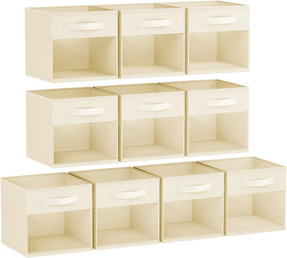 DIMJ Storage Cubes, 11x 11 inch Cube Storage Bin, 6 Pack Closet organizers and storage Bins with Window, Collapsible Baskets with Handle for Shelves, Clothes, Toys, Books (Grey)