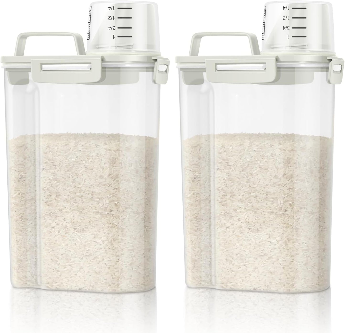 TBMax 2 Pack Airtight Rice Container 5 Lbs +10 Lbs, Cereal Container Oatmeal Storage with Easy-pouring Spout & Handy Cup for Flour Grain Beans, Pet Dog Cat Bird Food Storage Dispenser -Pink