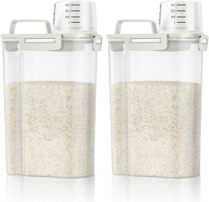 TBMax 2 Pack Airtight Rice Container 5 Lbs +10 Lbs, Cereal Container Oatmeal Storage with Easy-pouring Spout & Handy Cup for Flour Grain Beans, Pet Dog Cat Bird Food Storage Dispenser -Pink
