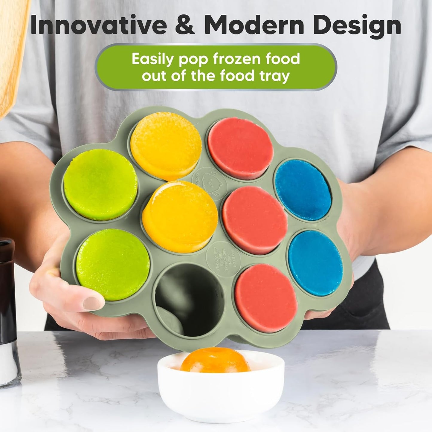 KeaBabies Silicone Food Freezer Trays with Lid, 2oz x 10 Pods Baby Food Storage Containers, Easy Puree Meal Prep, Breast Milk Silicone Freezer Molds, Dishwasher, Microwave Safe, BPA-Free (Slate)