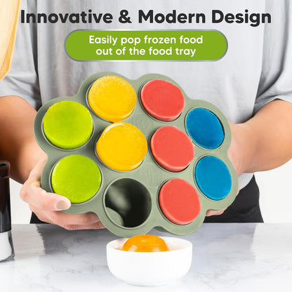 KeaBabies Silicone Food Freezer Trays with Lid, 2oz x 10 Pods Baby Food Storage Containers, Easy Puree Meal Prep, Breast Milk Silicone Freezer Molds, Dishwasher, Microwave Safe, BPA-Free (Slate)