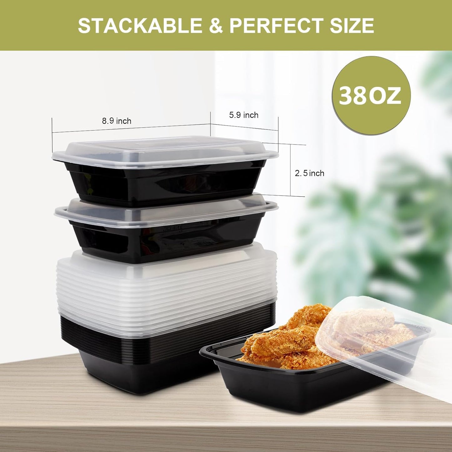 Ezalia 15 Pack- Meal Prep Containers 32oz, Plastic Food Prep Containers Reusable, Leakproof To Go Food Containers with Lids, BPA-Free, Microwave/Dishwasher/Freezer Safe