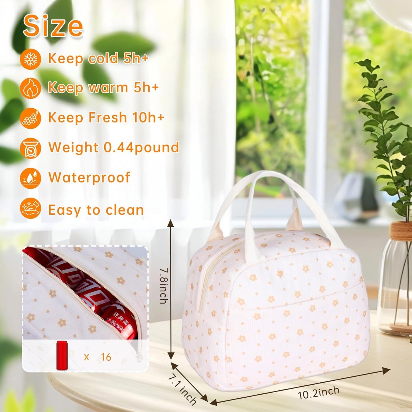 Lunch Bag for Women Men Girl,Large Cute Corduroy Lunch Tote Bags - Reusable Insulated Lunch Box for women with Handle, Leakproof WaterProof Design for Office, School, Work,Picnic.