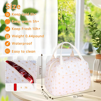 Lunch Bag for Women Men Girl,Large Cute Corduroy Lunch Tote Bags - Reusable Insulated Lunch Box for women with Handle, Leakproof WaterProof Design for Office, School, Work,Picnic.