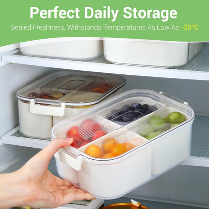 LUXEAR Divided Serving Tray with Lid and Handle Snack Box Charcuterie Container Dishwasher Safe 8 Compartment Snack Platters Portable Clear Organizer for Fruits, Candy, Snacks, Picnic, Travel