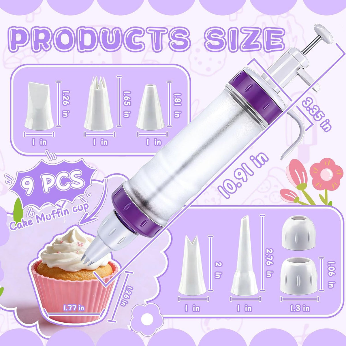 JAYVAR Dessert Decorating Syringe Set, Icing Dispenser Tool
