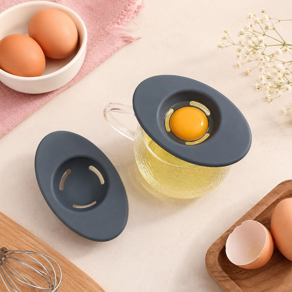 2 Pcs Egg Separators- 5.43 In Egg Yolk Remover Tool Food-Grade Silicone