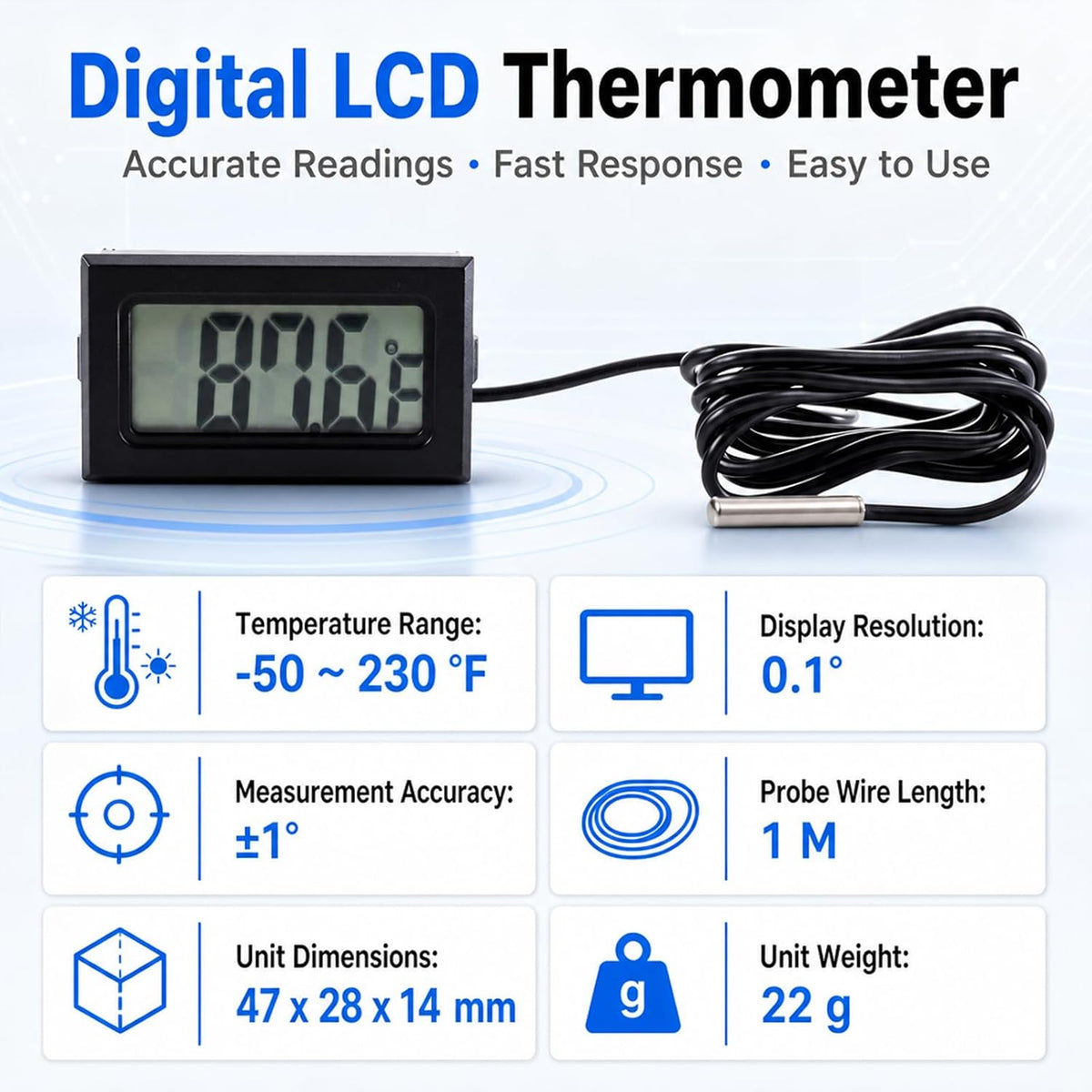 5-Pack Digital LCD Refrigerator Thermometer, Fahrenheit