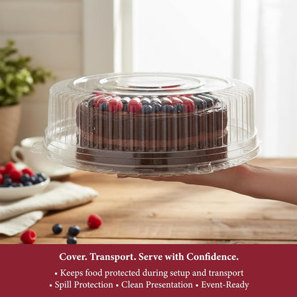 Smarty Had A Party 12 Inch Black Round Plastic Serving Tray – Heavy-Duty Party Platters & Catering Trays, Reusable or Disposable Plastic Trays for Serving Food, Elegant Party Tray Set of 25