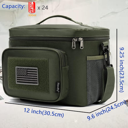 FlowFly Lunch Bag, Insulated Cooler, Thermal Lunch Box Tote with MOLLE/PALS Webbing, Adjustable Padded Shoulder Strap, for Tactical Men Women Adults and Boys Girls Kids (Cyan, Medium)