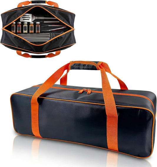 Grill Tool Storage Bag, 24" x 8" x 8" Large Capacity BBQ Accessory Storage, Heavy-Duty Utensil Grill Accessories Organizer Case Storage Compatible with Blackstone.Black (No Accessories)