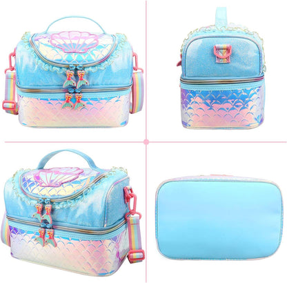 RHCPFOVR Kids Lunch Bag - Double - Decker Cooler Insulated Lunch Box for Boys Girls,Washable Lunch Bag with Strap and Reusable Toddler Lunchbox for School and Daycare