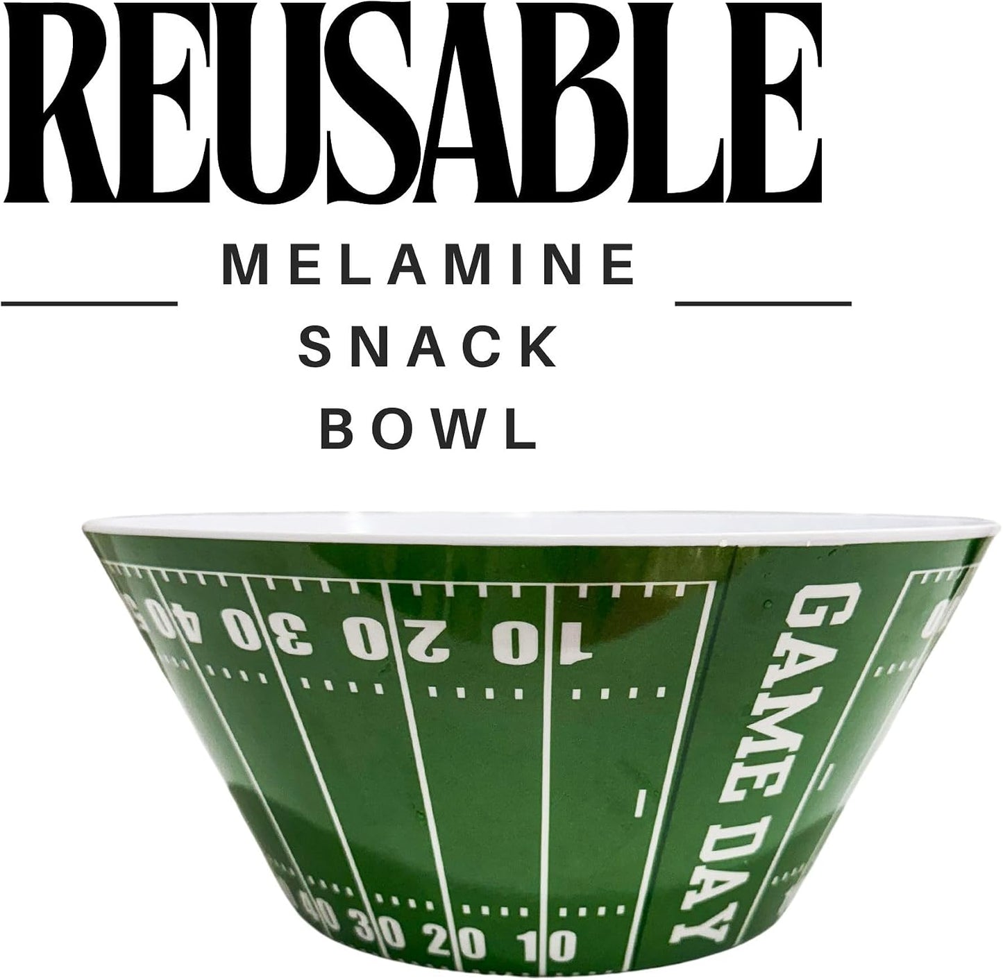 Sprinkles & Confetti Durable Green Football Snack & Serving Bowl Reusable Melamine Dish for Game Day, Tailgating, Parties, Sports Events & Everyday Use