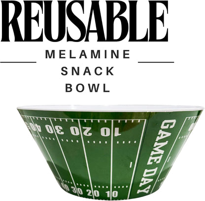 Sprinkles & Confetti Durable Green Football Snack & Serving Bowl Reusable Melamine Dish for Game Day, Tailgating, Parties, Sports Events & Everyday Use