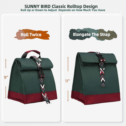 SUNNY BIRD Insulated Lunch Bag Pink Lunch Box Small Cooler Bag for Women, Girls, Adults and Teens (Pink)