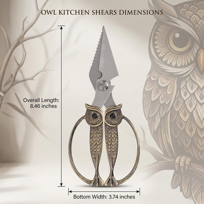 XSNBRD All Purpose Kitchen Scissors, Pearl Gold Stainless Owl Shears.