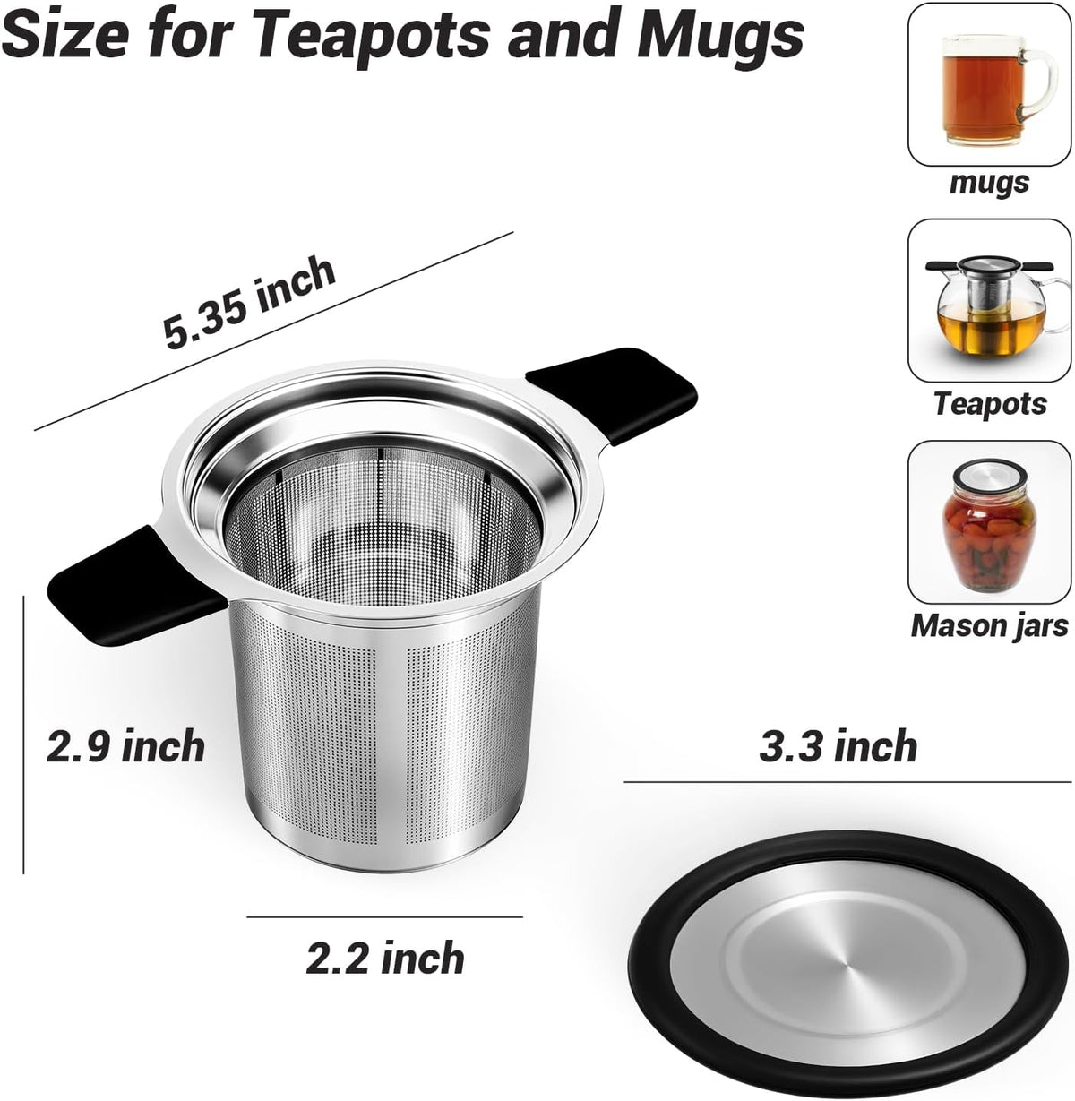 Tifanso Fine Mesh Stainless Steel Reusable Tea Infuser with Double Handles