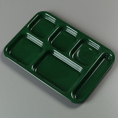 Carlisle FoodService Products Melamine Lunch Tray with 4 Compartments, Right Handed Cafeteria Tray with Divided Compartments for Food, 10" x 9.75", Dark Blue