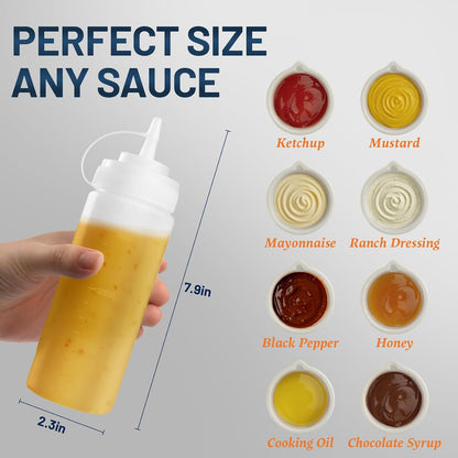 8oz Squeeze Bottles, Sauce Bottles, Squirt Bottle, Salad Dressing Bottle