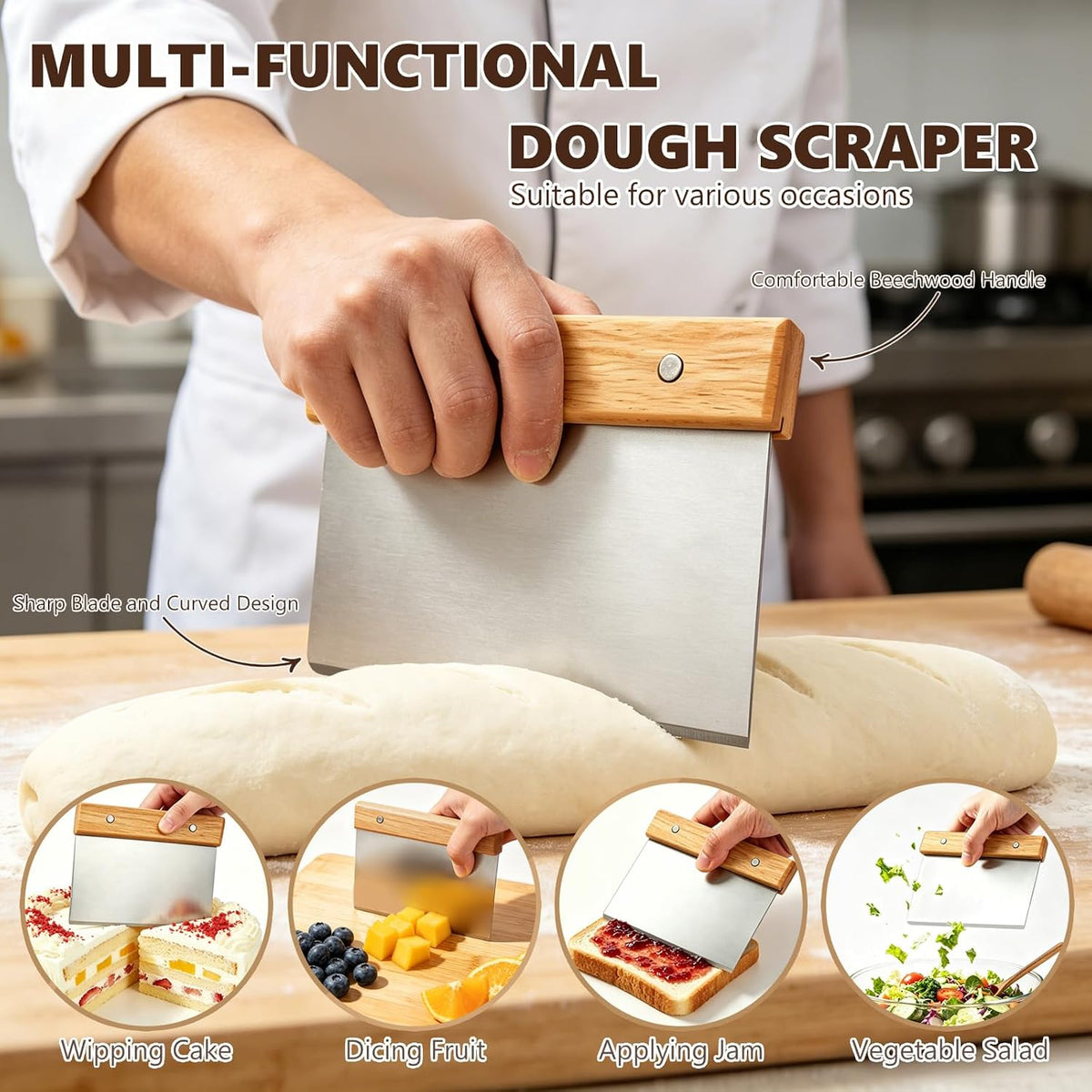 13-Inch Danish Dough Whisk Set, Sourdough Tools for Bread Making