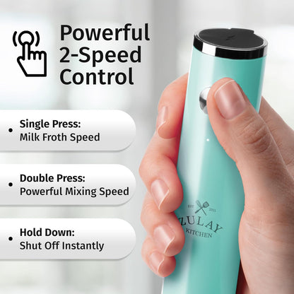 Zulay Kitchen Rechargeable Milk Frother Handheld - Frother Wand, Drink Mixer, Electric Whisk Frother, for Cappuccinos, Matcha & Protein Powder - Dynamic 3 Whisk, 3 Speed 500mAh Black - Colors B