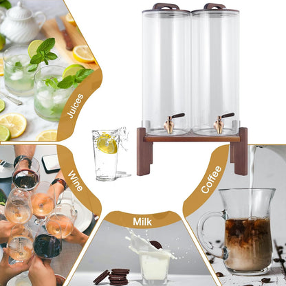 2PCS 1.6 Gallon Drink Dispenser,Glass Water Dispenser with Stand,Beverage Dispenser with Stainless Steel Spigot,Drink Dispensers for Parties,Bars,Restaurants