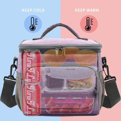 FlowFly Insulated Reusable Lunch Bag Adult Large Lunch Box for Women and Men with Adjustable Shoulder Strap,Front Zipper Pocket and Dual Large Mesh Side Pockets,Cherry - Colors B