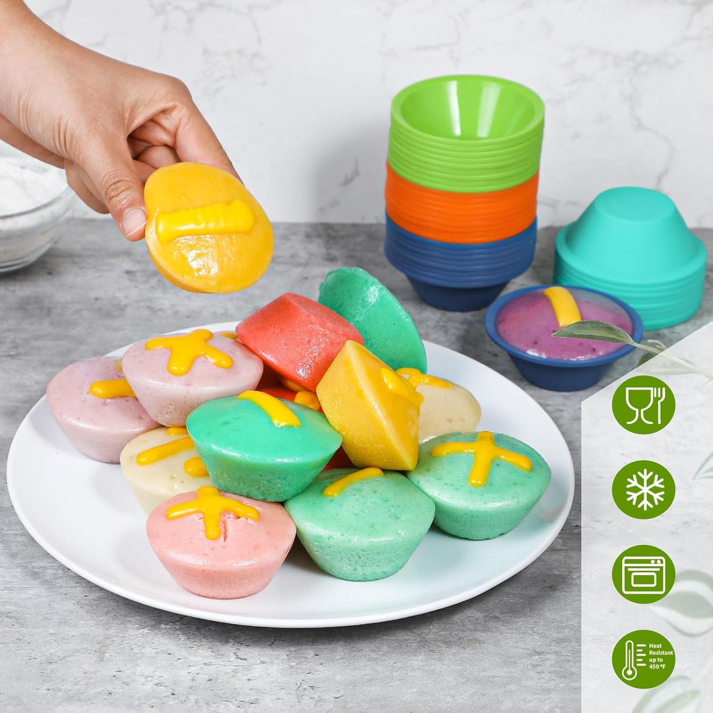 Webake Silicone Baking Cups 4.3 Inch Jumbo Reusable Cupcake Liners, Giant Cupcake Mold Non-stick Extra Large Muffin Pans Big Cupcake Holders (Pack of 12)