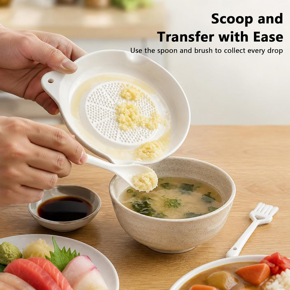 Multipurpose Garlic Grater Plate, Japanese Ceramic Grinder Plate, Ginger Grater Plate for Onion, Cheese, Lemon, Wasabi, Fruits and Vegetables in Kitchen