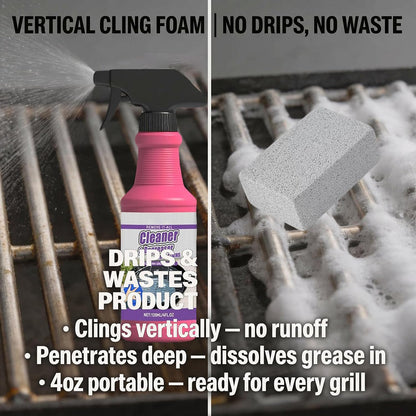 Fast-Acting Heavy-Duty Grill Degreaser Spray, BBQ Cleaner for Gas, Charcoal & Smoker Grates, Leak-Proof 4 Fl Oz Travel Size (3pc)