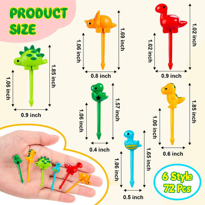 36pcs Mini Dinosaur Food Picks, Cute Cartoon Animal Fruit Toothpicks for Dinosaurs Birthday Party Bento Picks for Sandwiches, Snacks Desserts Accessory