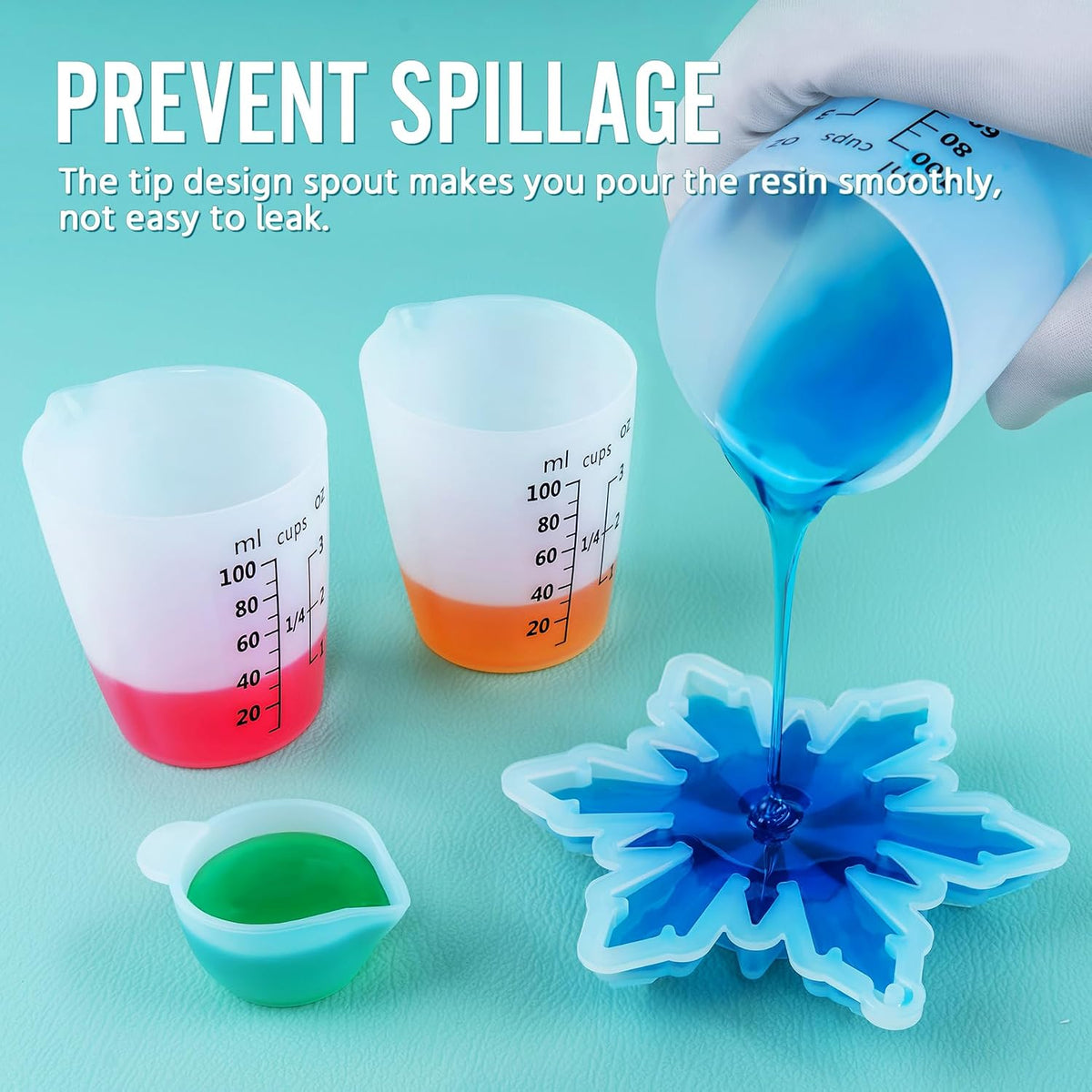 Silicone Resin Mixing Measuring Cups for Resin Supplies, 600ml/20oz Bowl, 250 & 100ml Thickened Reusable Silicone Cups for Epoxy Mixing, with Stir Sticks and Pipettes, Jewelry Making