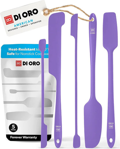 DI ORO Silicone Jar Spatula Set - 600F Heat Resistant, 5-Pc Red
